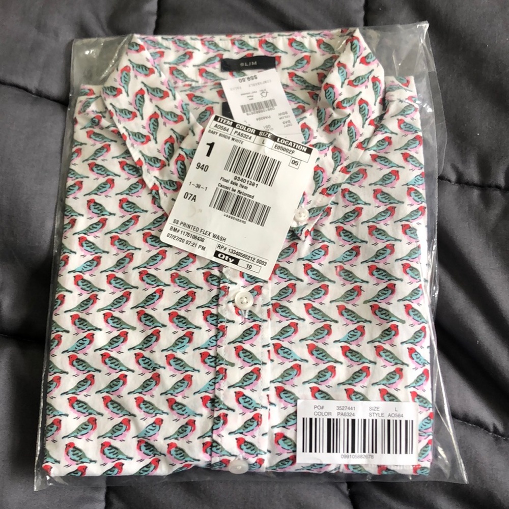 J Crew Factory NWT short sleeve bird print shirt - Picture 6 of 6